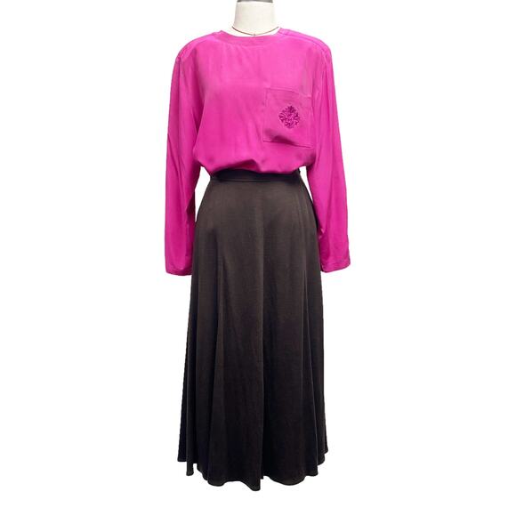 Vintage Austin Reed Regent Street Womens Size 14 Pink Silk Blouse - Picture 2 of 7